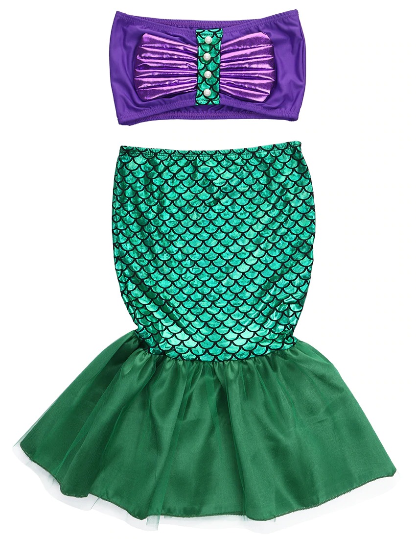 人魚姫ドレス マーメイド 100cm 子供 キッズ コスプレ衣装 ハロウィン アリエル ディズニー | 緑-100