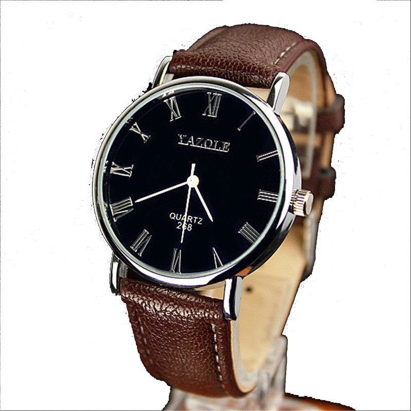 腕時計 イアゾール アナログ クォーツ時計 メンズファッション カジュアル レザーストラップ | ブラウン・ブラック