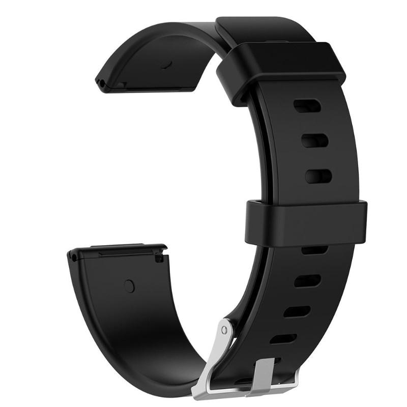 Fitbit Versa 交換ベルト シリコン スポーツリストバンド 腕時計 バンド ストラップ ブレスレット カラフルなSLサイズ  | ブラック-S