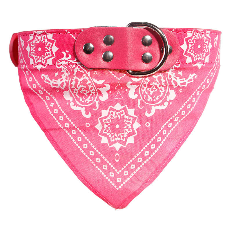 ファッション猫の犬の首輪バンダナ　ペットのスカーフ　ネクタイ調整可能　アクセサリーチワワの首輪  | 赤いバラ-XL