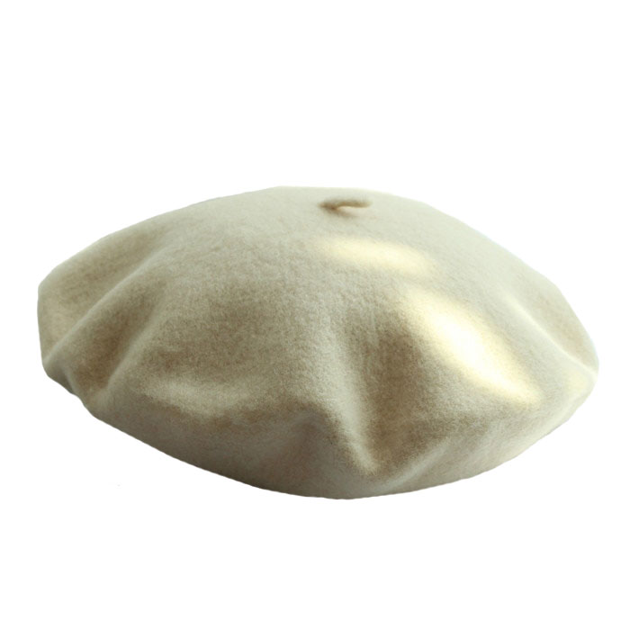 ベレー帽 レディース シンプル 帽子 ウール 暖かい フランス アーティスト ビーニーハット ギフト | ベージュホワイト