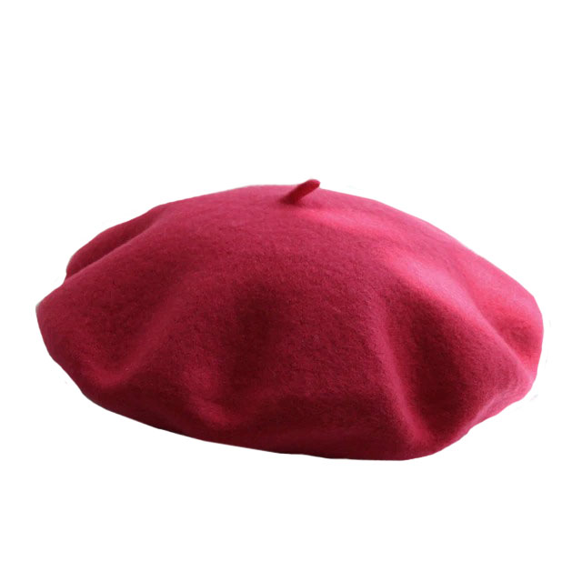 ベレー帽 レディース シンプル 帽子 ウール 暖かい フランス アーティスト ビーニーハット ギフト | マゼンタ