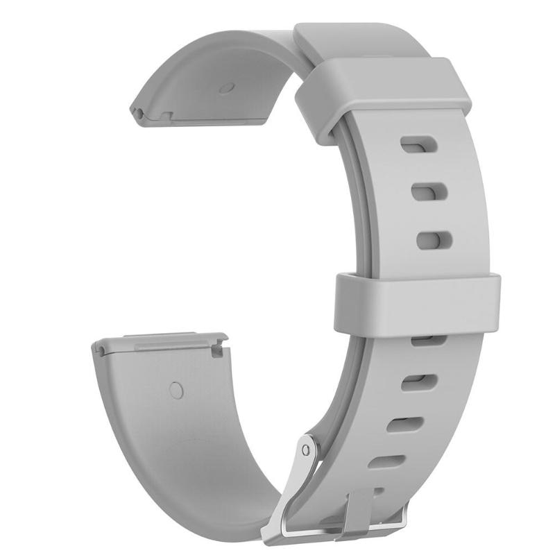 Fitbit Versa 交換ベルト シリコン スポーツリストバンド 腕時計 バンド ストラップ ブレスレット カラフルなSLサイズ  | グレー-S