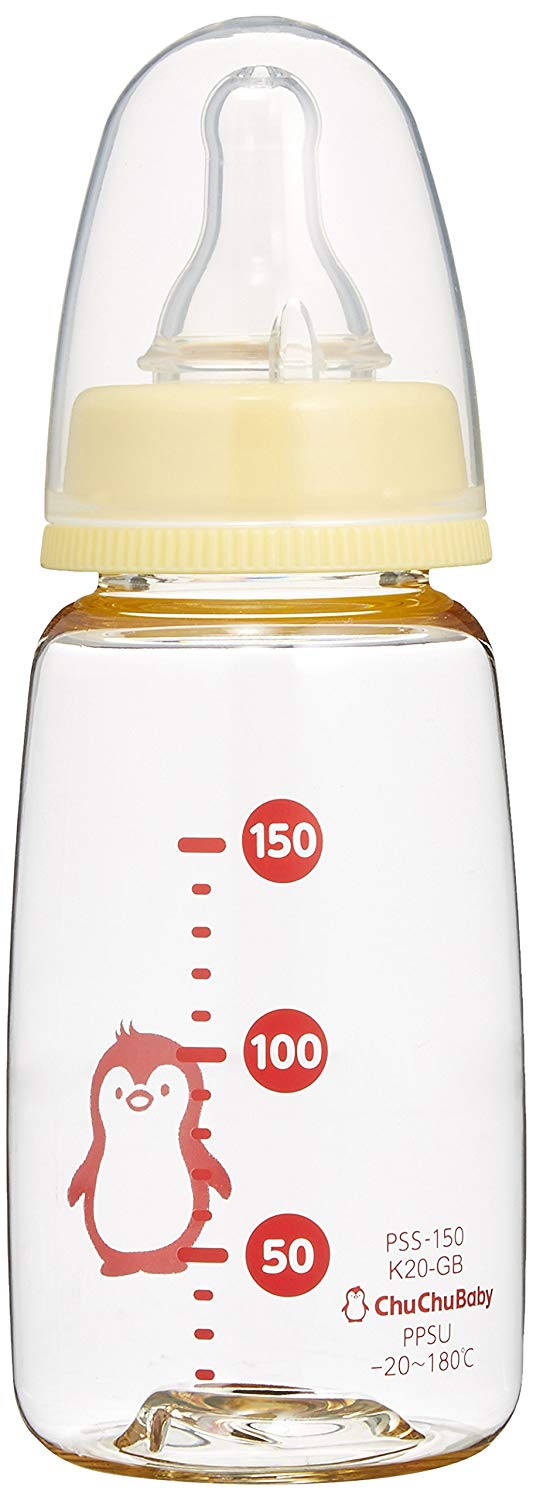 チュチュベビー 哺乳瓶 スリムタイプ PPSU製 150ml S・M・Lとサイズ変更がいらない乳首付 0歳~離乳期までワンサイズでOK!