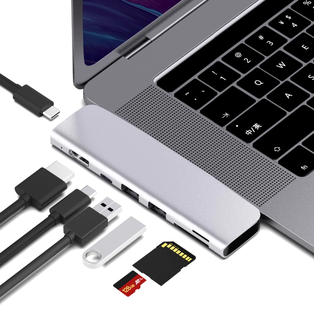macbook USB C ハブ タイプ C ハブ Type-C HUB 高速データ USB3.0X2ポート Type C | シルバー