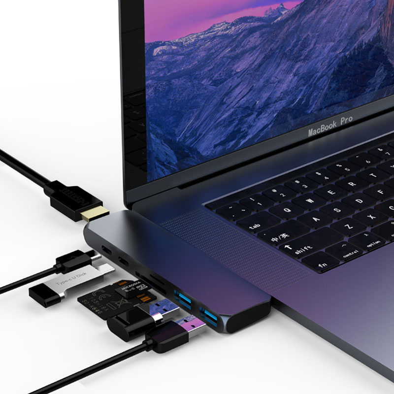 USB 3.1 タイプ C ハブ HDMI アダプタ 4 18K サンダーボルト 3 USB C ハブ Macbook Pro gray | グレー