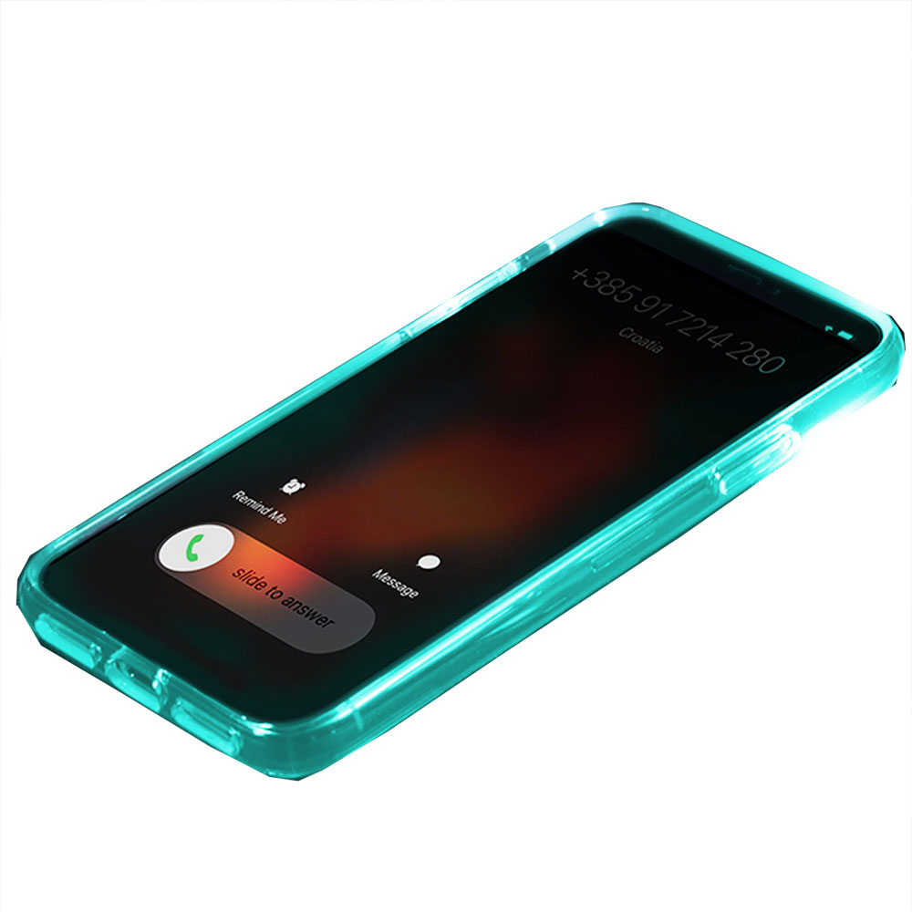 iPhoneXケース LED クリスタルクリアシェルカバー アイフォンX | ブルー