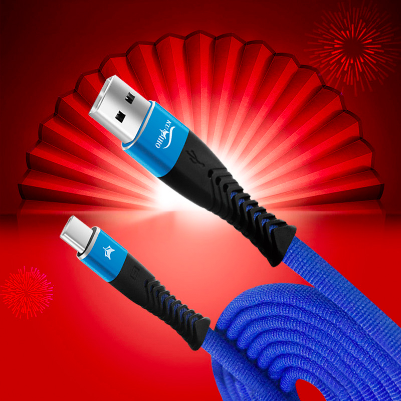 USB ライトニング ケーブル type-C タイプC  1m 頑丈 急速充電 モバイル スマホ 電子機器 | ブルー