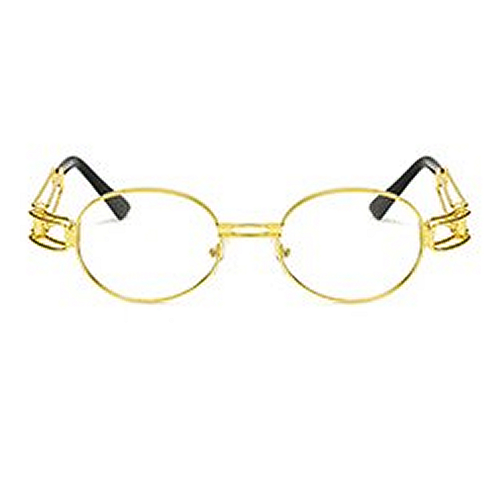 アクセサリー 眼鏡 サングラス ビンテージ レトロ ヒップホップ 丸型メガネ アイウェア UV400 | クリアフレーム-ゴールド