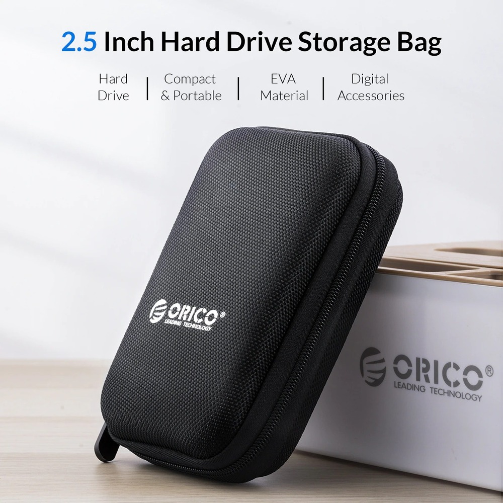 オリコ 保護袋ボックス 2.5 インチ ハードケース 収納 保護ケース HDD SSD用 | ブラック