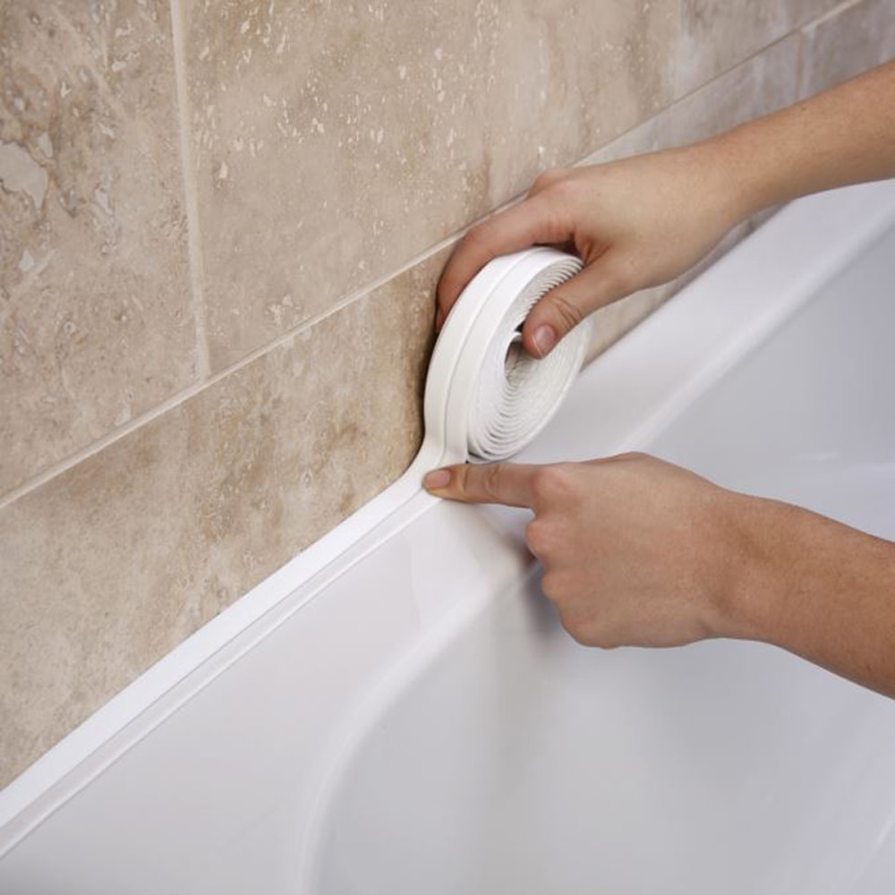 防水補修テープ バスルーム シャワー シンク バス シーリング ストリップ テープ ホワイト PVC 自己接着性 防水ウォールステッカー バスルーム キッチン用 | 白-3.2mx2.2cm