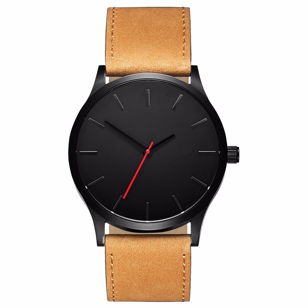 TEMPTER Reloj ファッション ラージダイヤル ミリタリークォーツ メンズ腕時計 レザースポーツ  | 褐色