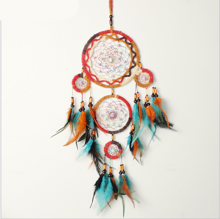 ドリームキャッチャー インディアン風 大型 カラフル インテリア ビーズ 手作り 可愛い 吊り下げ 装飾 寝室壁装飾