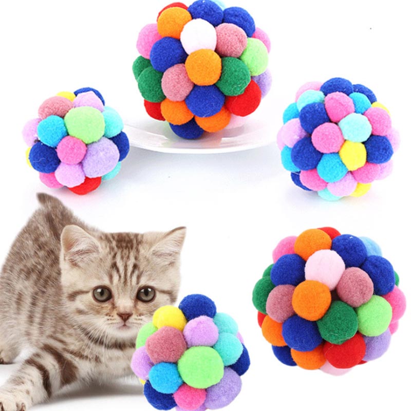 カラフルなペットのおもちゃ ボール ベル付き 猫のおもちゃ 弾性 耐久性のあるペット用品|猫のおもちゃ|  | カラフル-S