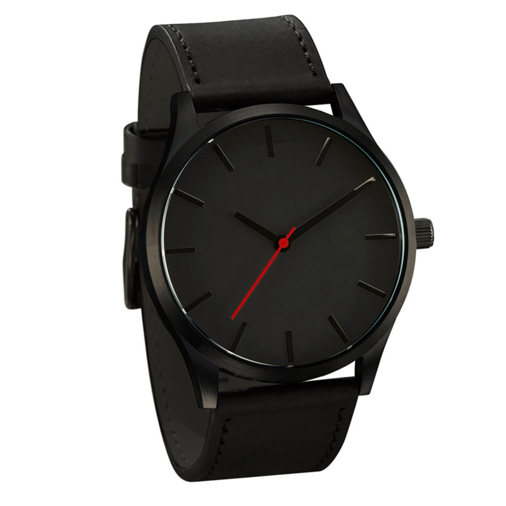 TEMPTER Reloj ファッション ラージダイヤル ミリタリークォーツ メンズ腕時計 レザースポーツ  | 黒