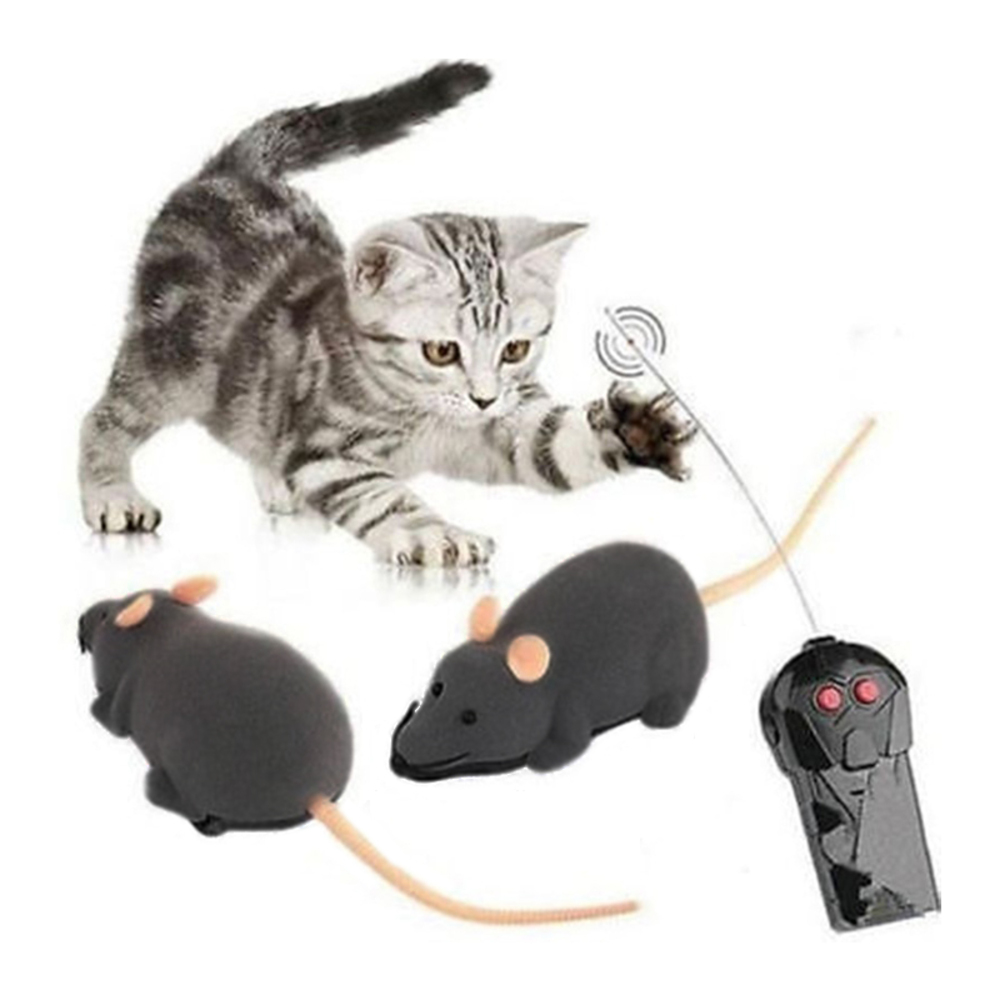 猫のおもちゃ ワイヤレス ラジコンマウス | グレー耳ベージュ