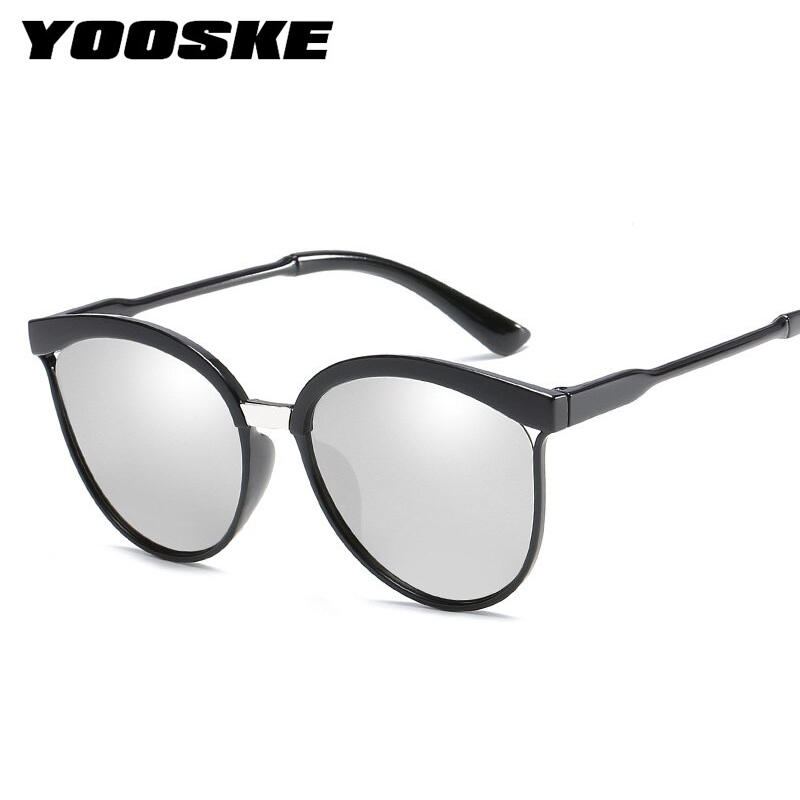 YOOSKE アクセサリー 眼鏡 サングラス キャットアイ ビンテージ ミラー ブランド レトロ メガネ ゴーグル アイウェア UV400 ユニセックス | 銀