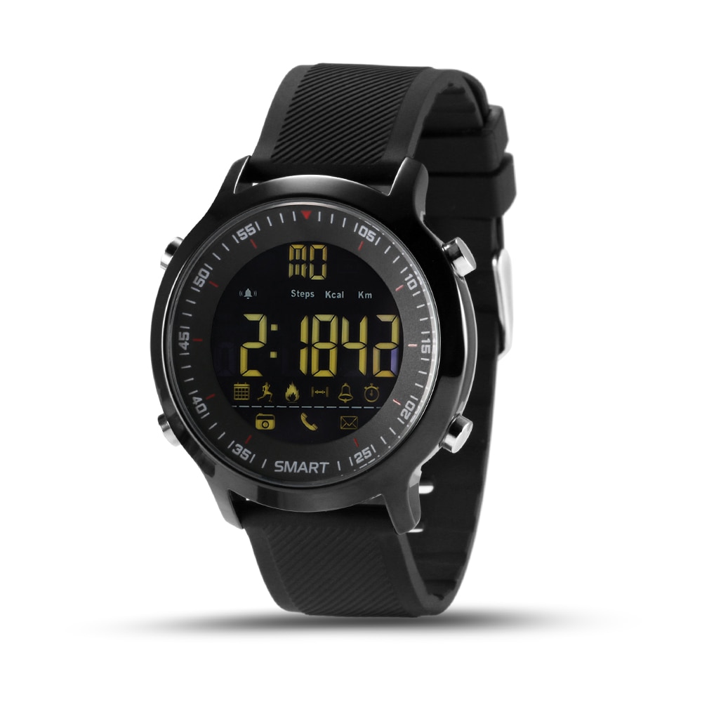 スマートウォッチ EX18 スポーツ 運動 IP67防水 長時間バッテリー Bluetooth 歩数 距離 カロリー 多機能腕時計 | カラー:ブラック