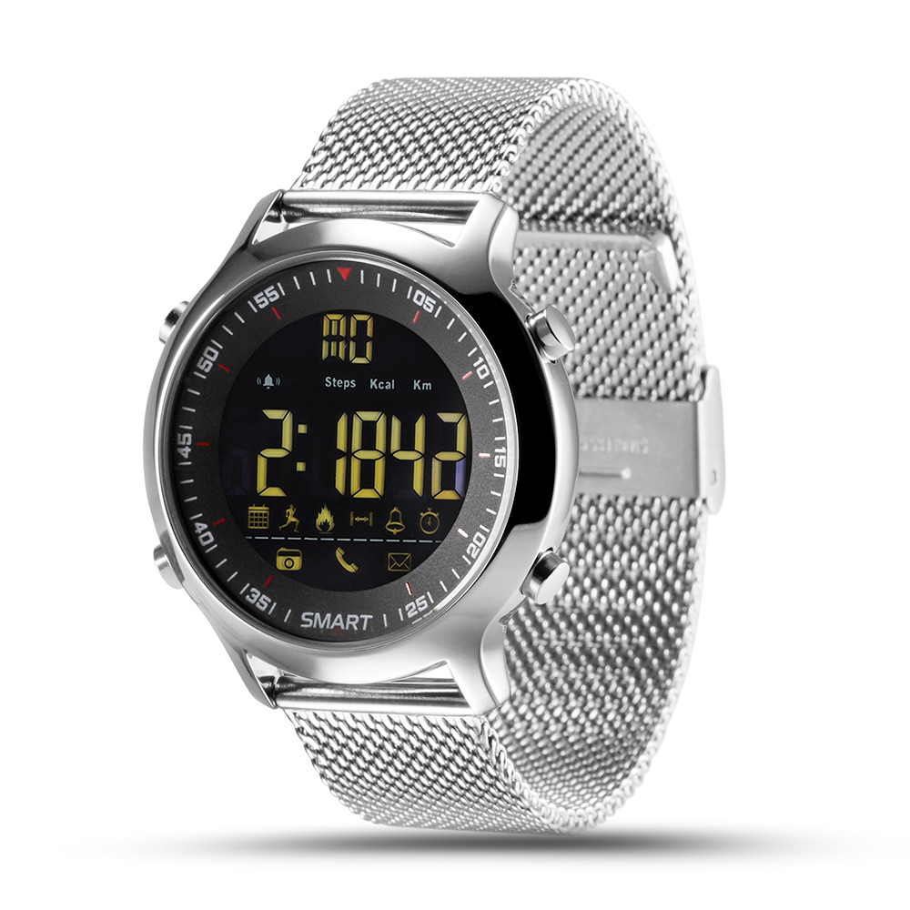 スマートウォッチ EX18 スポーツ 運動 IP67防水 長時間バッテリー Bluetooth 歩数 距離 カロリー 多機能腕時計 | カラー:シルバー