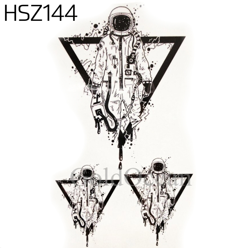 タトゥーシール 宇宙飛行士 コスプレ ファッション インスタントタトゥー 黒 防水 かっこいい ユニセックス 三角 | HSZ144