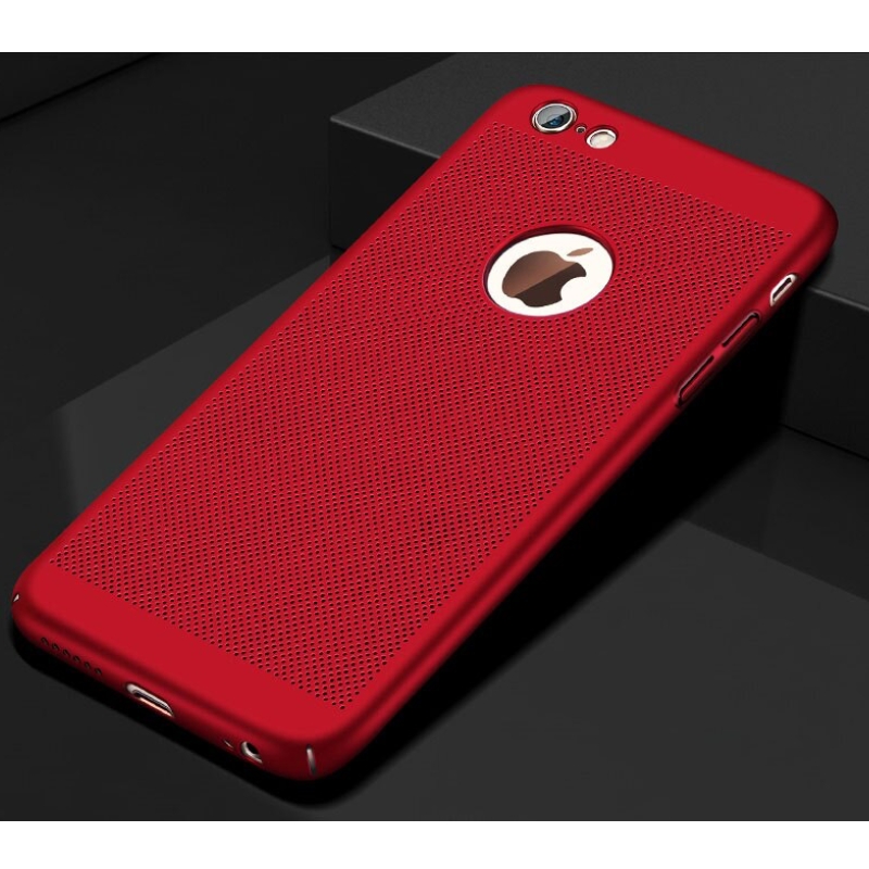 熱放散携帯電話バッグケース  iPhone6用 スマホケース ハード裏表紙シェル メッシュ ハードケース | 赤