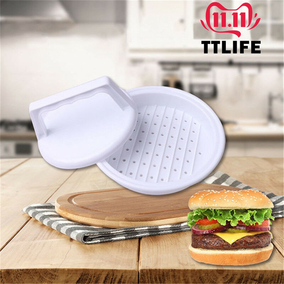 TTLIFE ラウンドシェイプ ハンバーガー プレス 食品 グレード プラスチック ミート ビーフグリル バーガー プレス パティメーカー モールド キッチン ツール