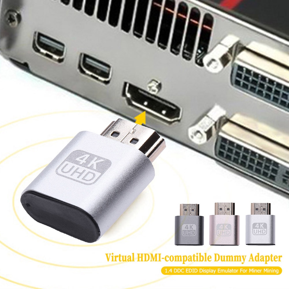ビットコイン マイニング グラフィック用 HDMIダミーアダプタ 互換仮想ディスプレイアダプターGPU エミュレーター | HDMI互換-1個グレー