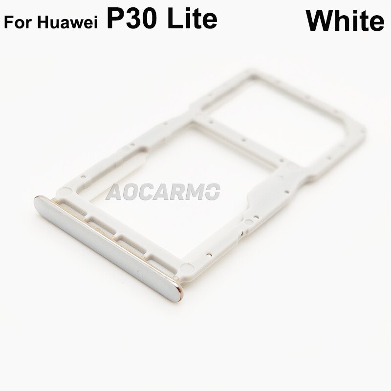 Huawei P30 Lite SD MicroSD ホルダー Nano Sim カード トレイ スロット 交換 部品 アダプター | 白