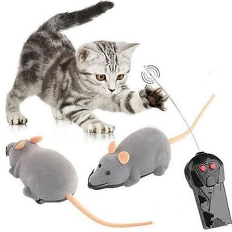 猫のおもちゃ ワイヤレス ラジコンマウス ねずみ 猫 ペット | ブラック 耳ベージュ