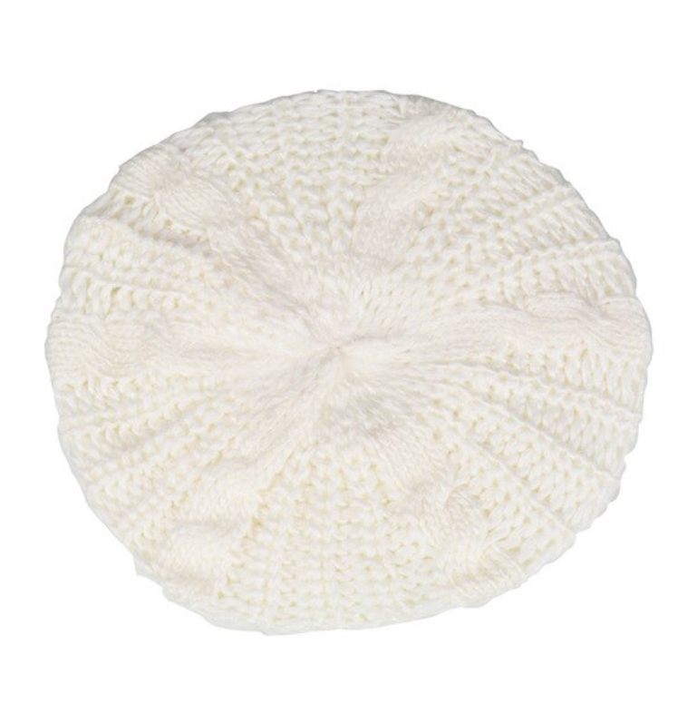 ベレー帽 ニット帽子 編み  キャップ 冬 女性 レディース | ホワイト