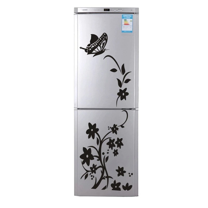 冷蔵庫ステッカー ウォールステッカー バタフライパターン 装飾 キッチンウォール アート ステッカー バタフライ | ブラック