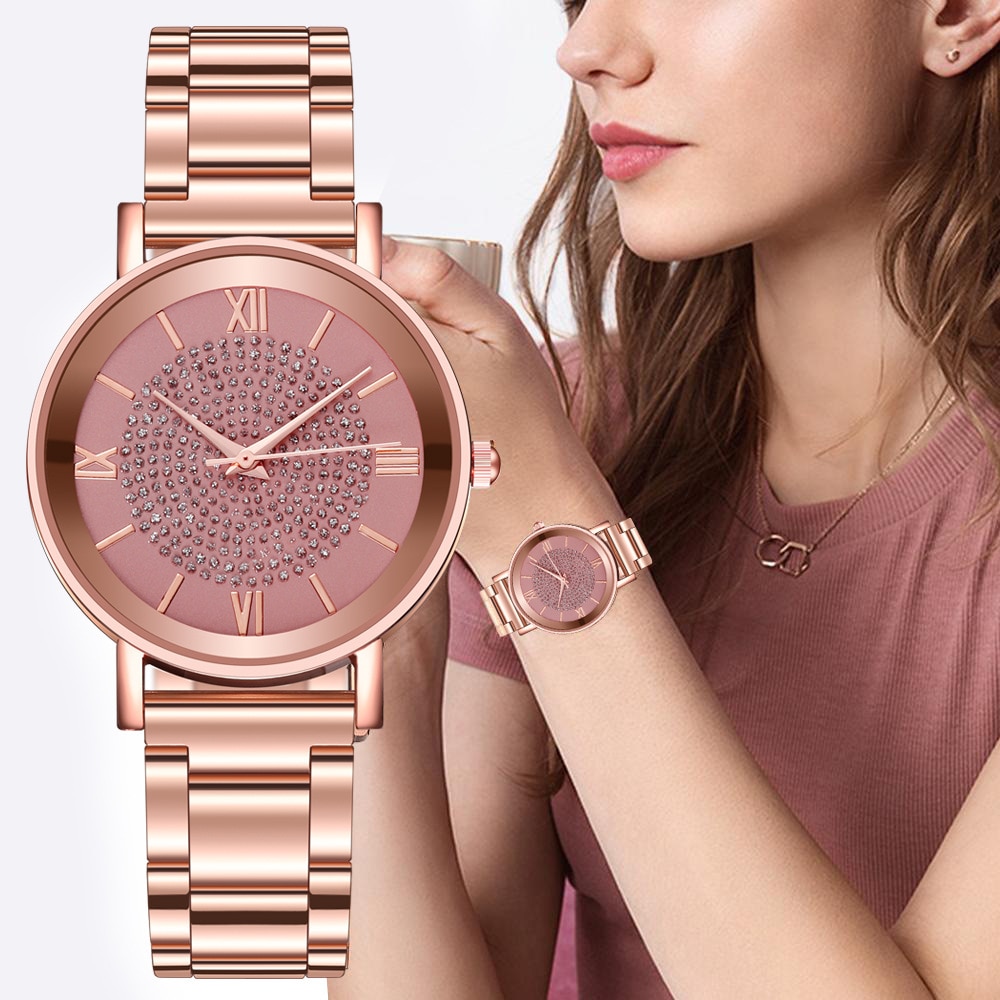 女性の時計 高級レディース腕時計女性  女性のブレスレット時計 RelogioFeminino |女性  | ピンク