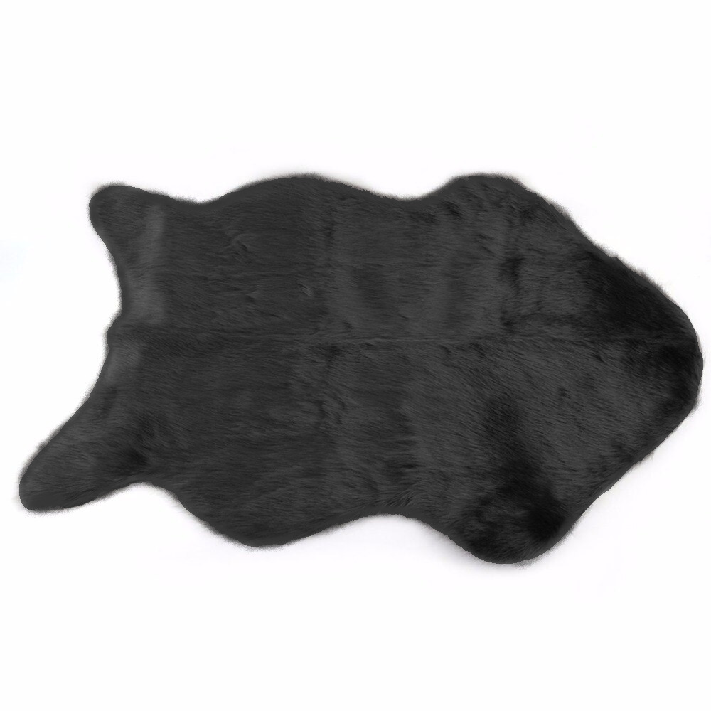 洗えるカーペット ウォームヘアリーシートパッド ふわふわラグフェイクファーマット フロア チェア ソファクッション60x40cm |クッション|  | ブラック