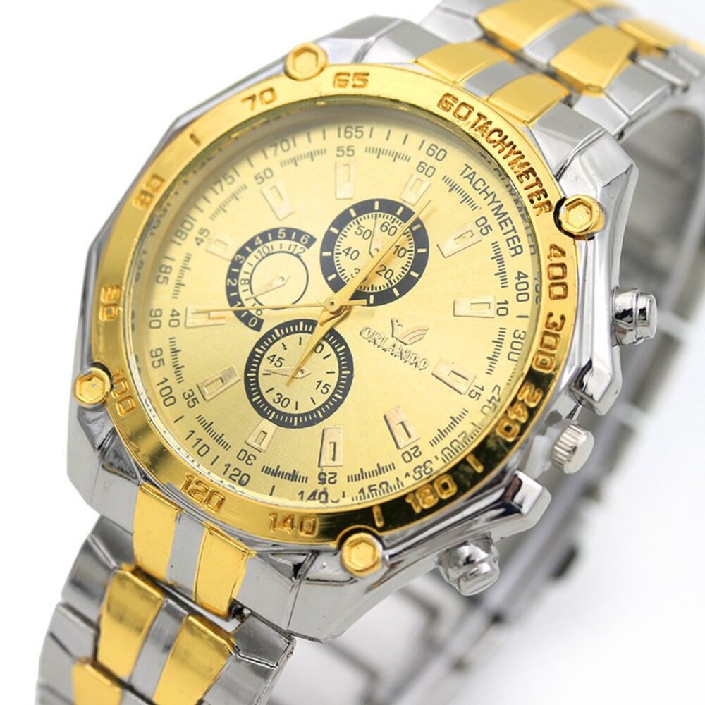 時計 メンズクォーツ腕時計 ステンレス鋼 男性時計 高級 ビジネスメンズ時計 |クォーツ時計|  | ゴールド