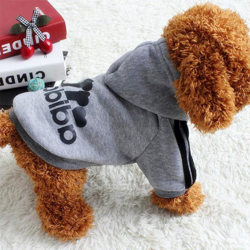犬の服 冬ペットの服 中小型犬のパーカー 子犬の服 犬用スウェット 犬のパーカー | グレー-L 2-3kg
