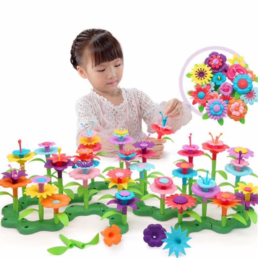 フラワー ブロック 花 おもちゃ 立体 パズル 知育玩具  組み立て 積み木 おしゃれ かわいい 子供 女の子 | 52Pcs