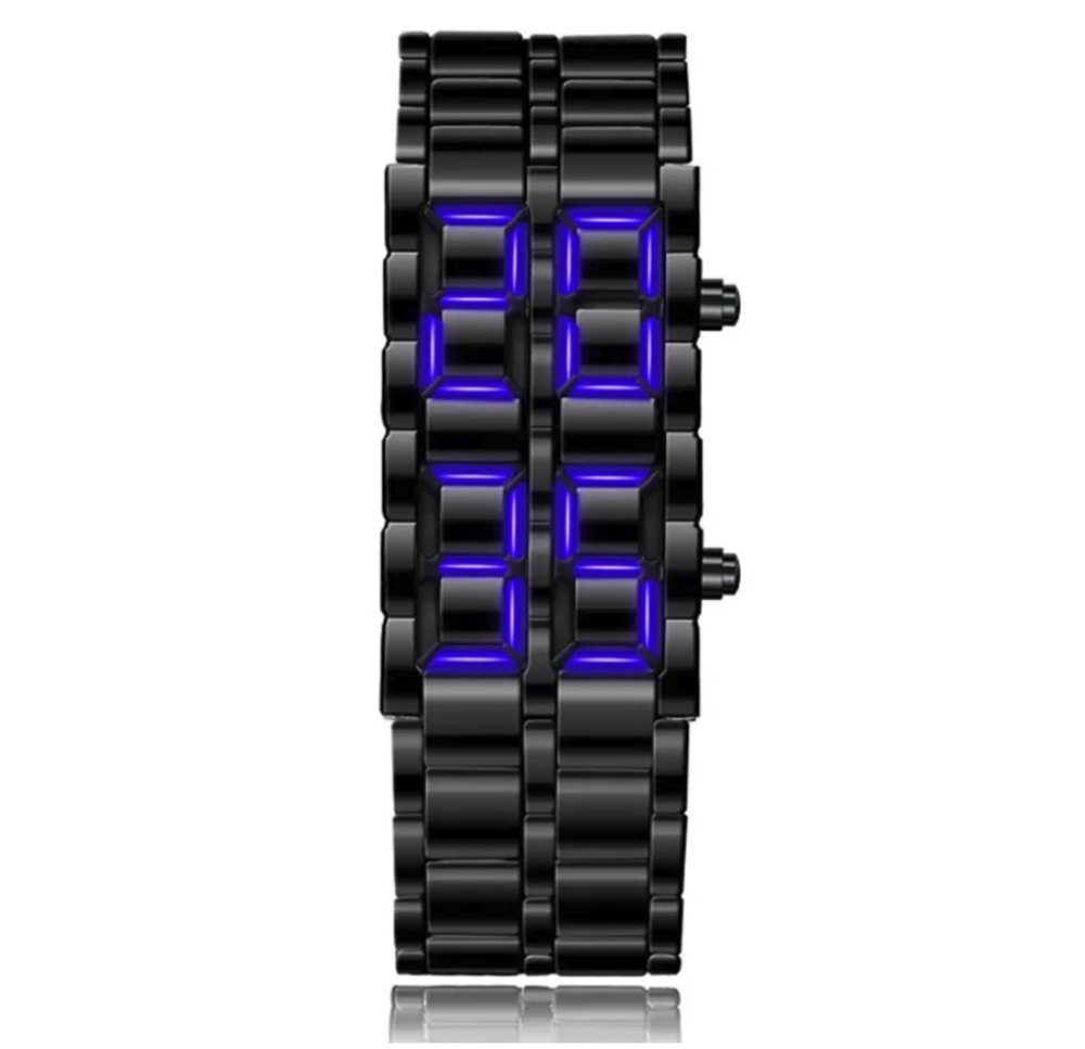 LED デジタル 腕時計 メンズ ユニーク 溶岩 ブレスレット 日付 表示 ギフト プレゼント | ブラックブルー