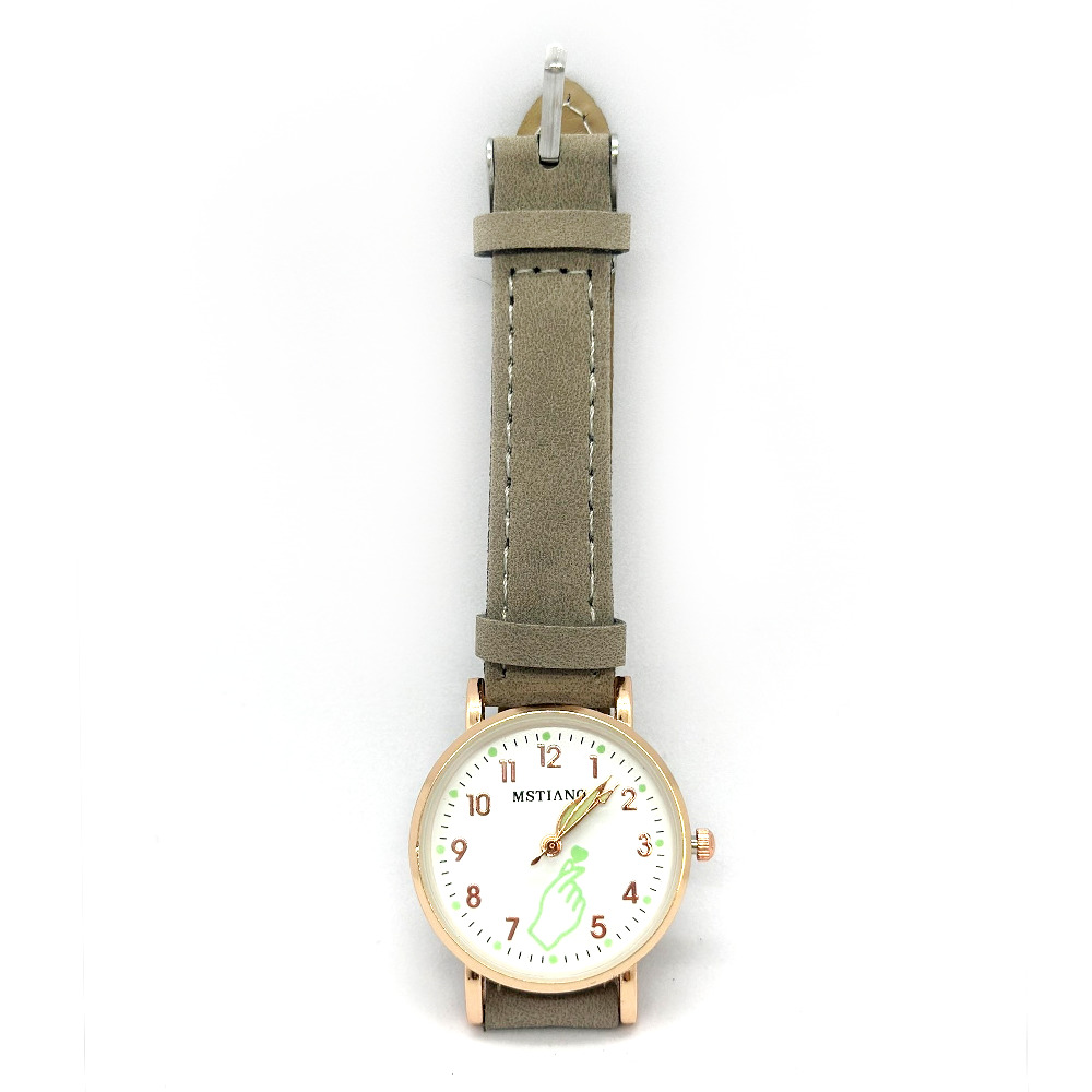 腕時計 シンプル レディース ナチュラル 指ハート かわいい 女性 クォーツ 時計 MSTIANQ | ベージュ