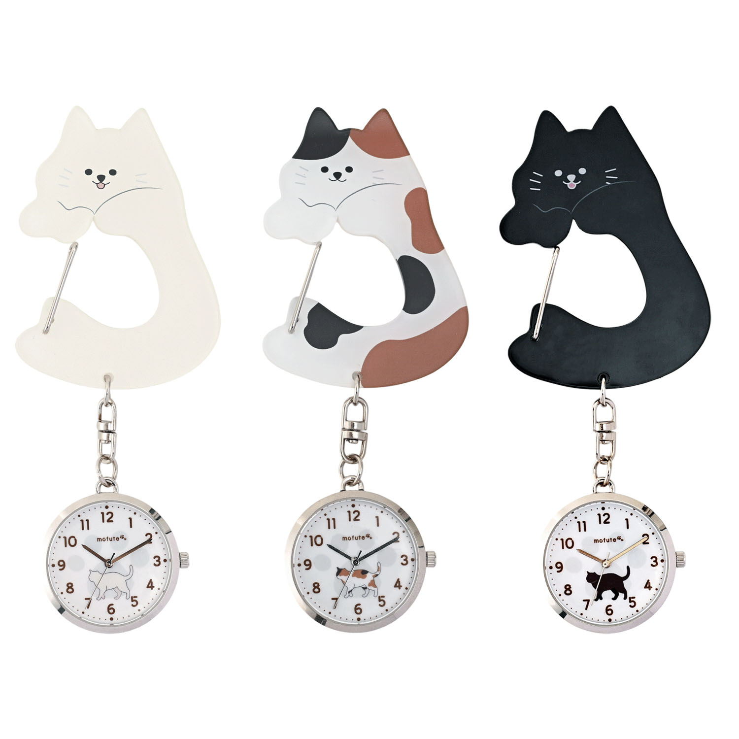 ぽてにゃカラビナ付きキーチェーンウォッチ