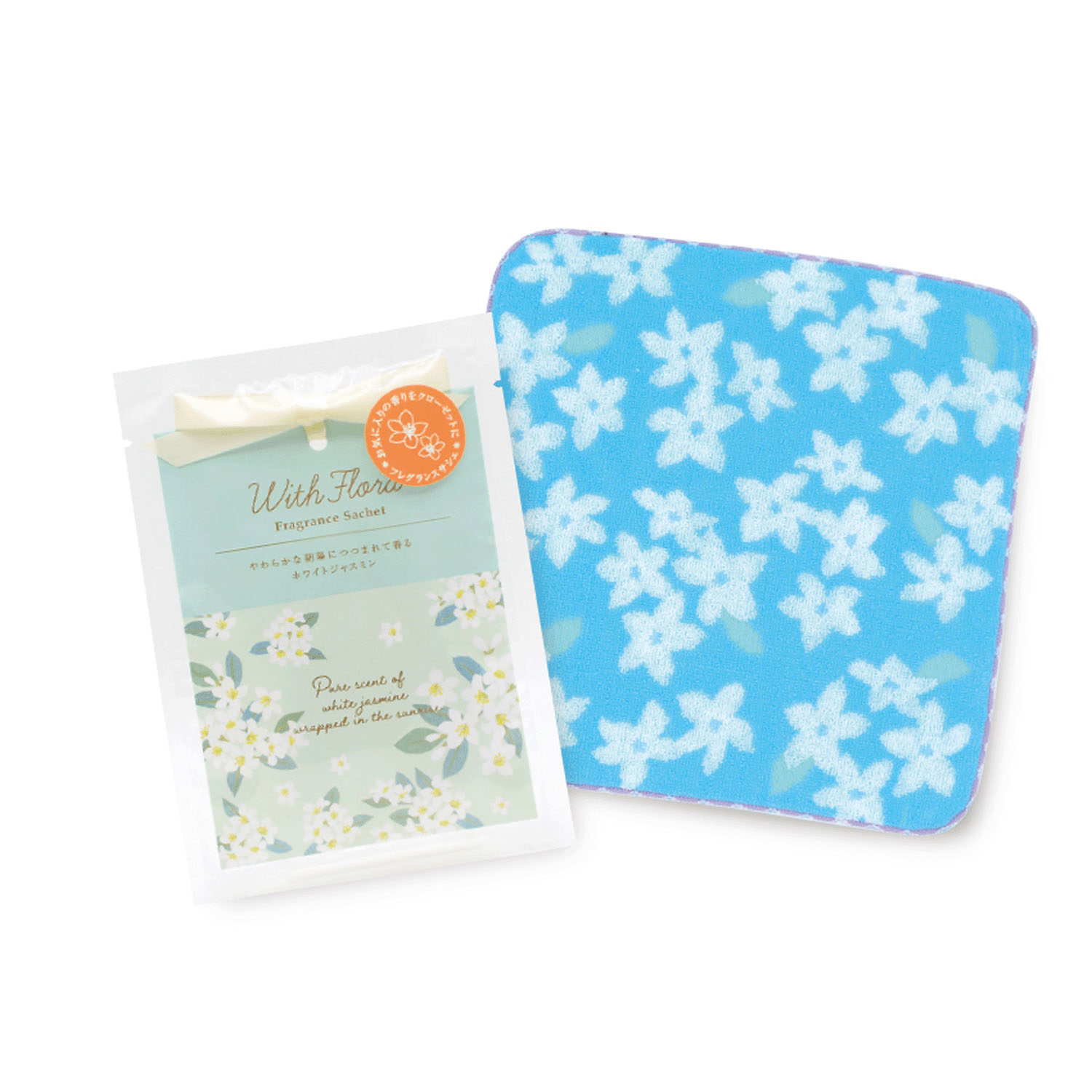 ウィズフローラ フレグランスサシェ＆ハンカチセット ホワイトジャスミン - 画像2