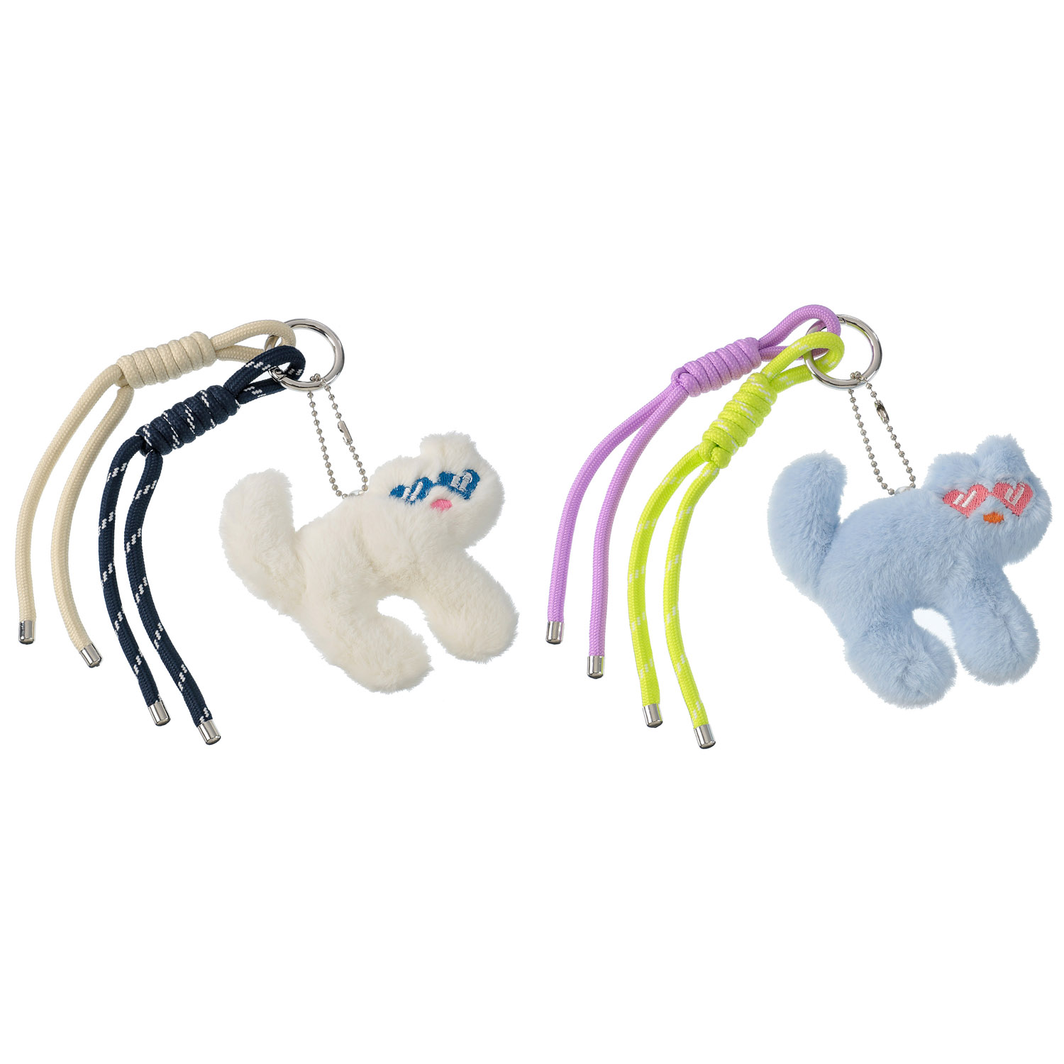 ファー猫ストラップミックスチャーム