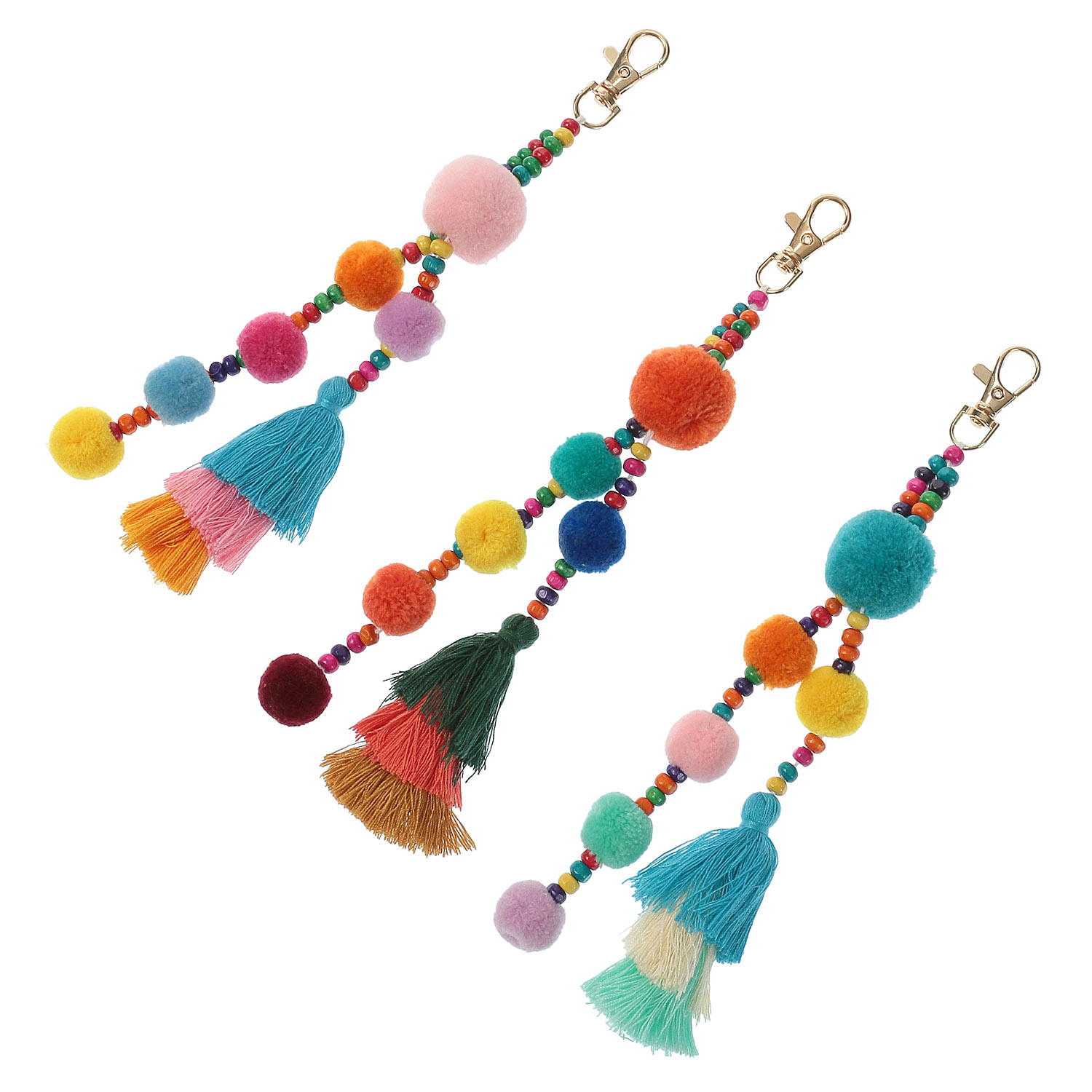 フリンジボンボンバッグチャーム
