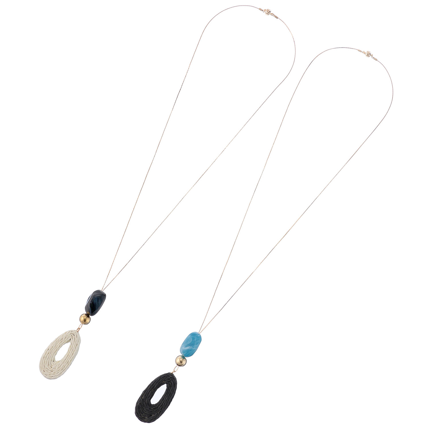 異素材チェーンロングネックレス