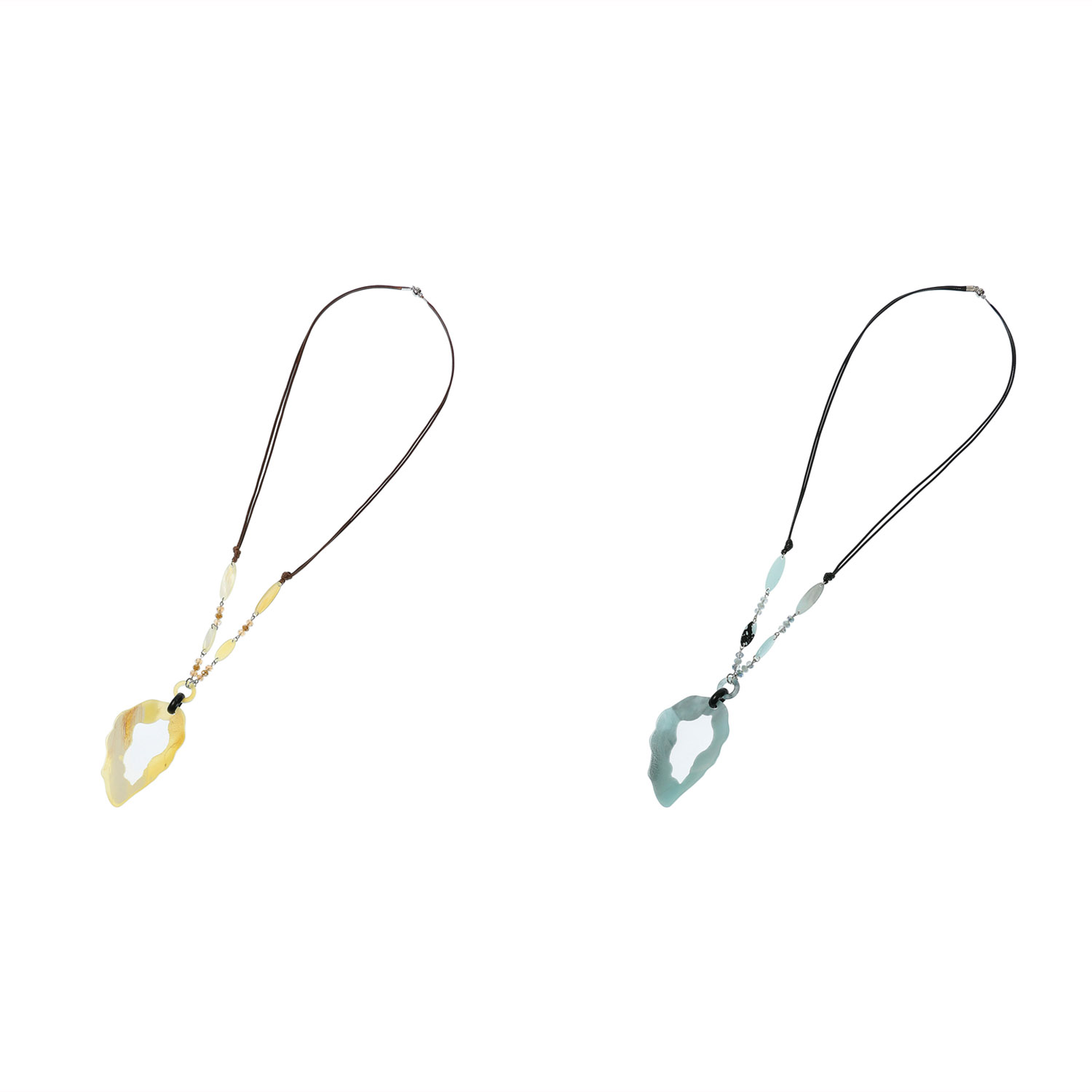 革紐ロングマグネットネックレス