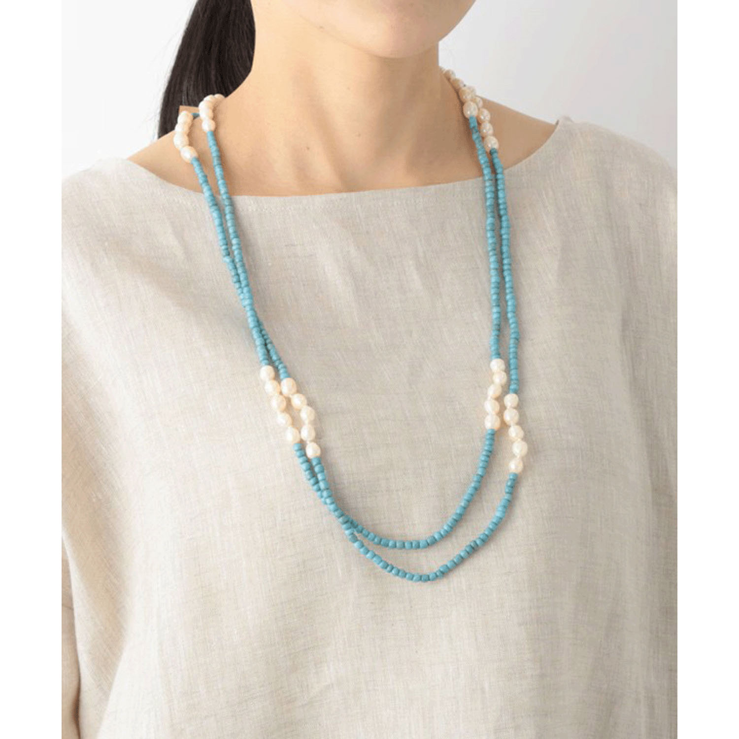 パールビーズロングネックレス