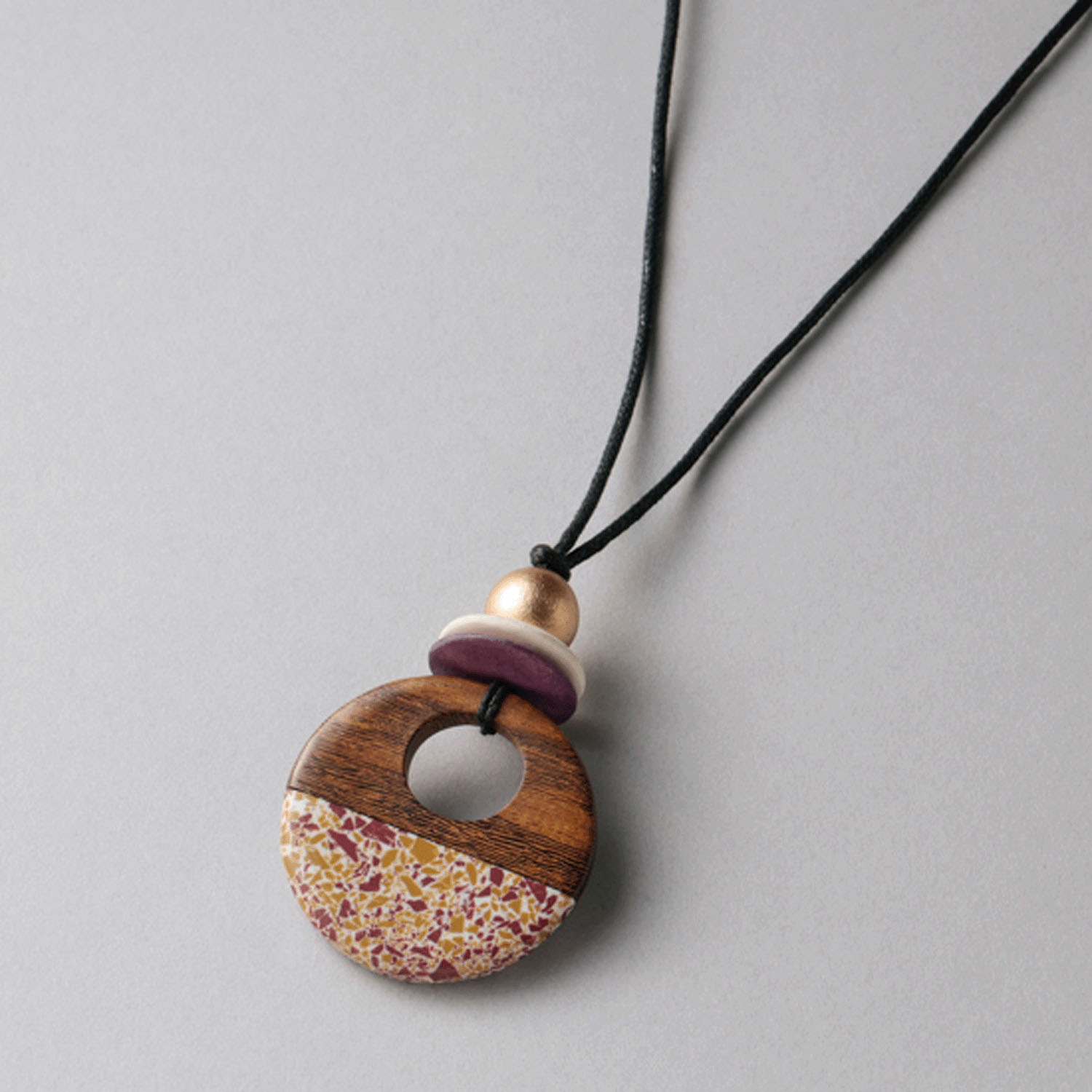 ウッドマーブルコンビネックレス