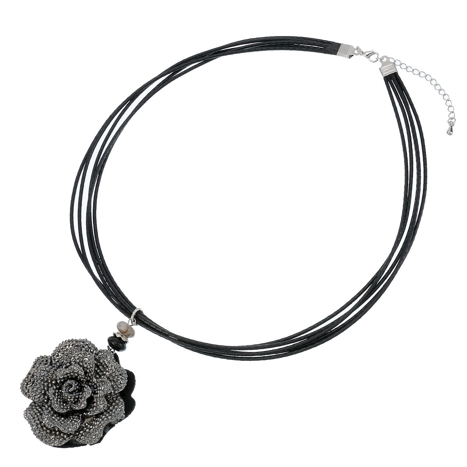 メタリック薔薇ネックレス