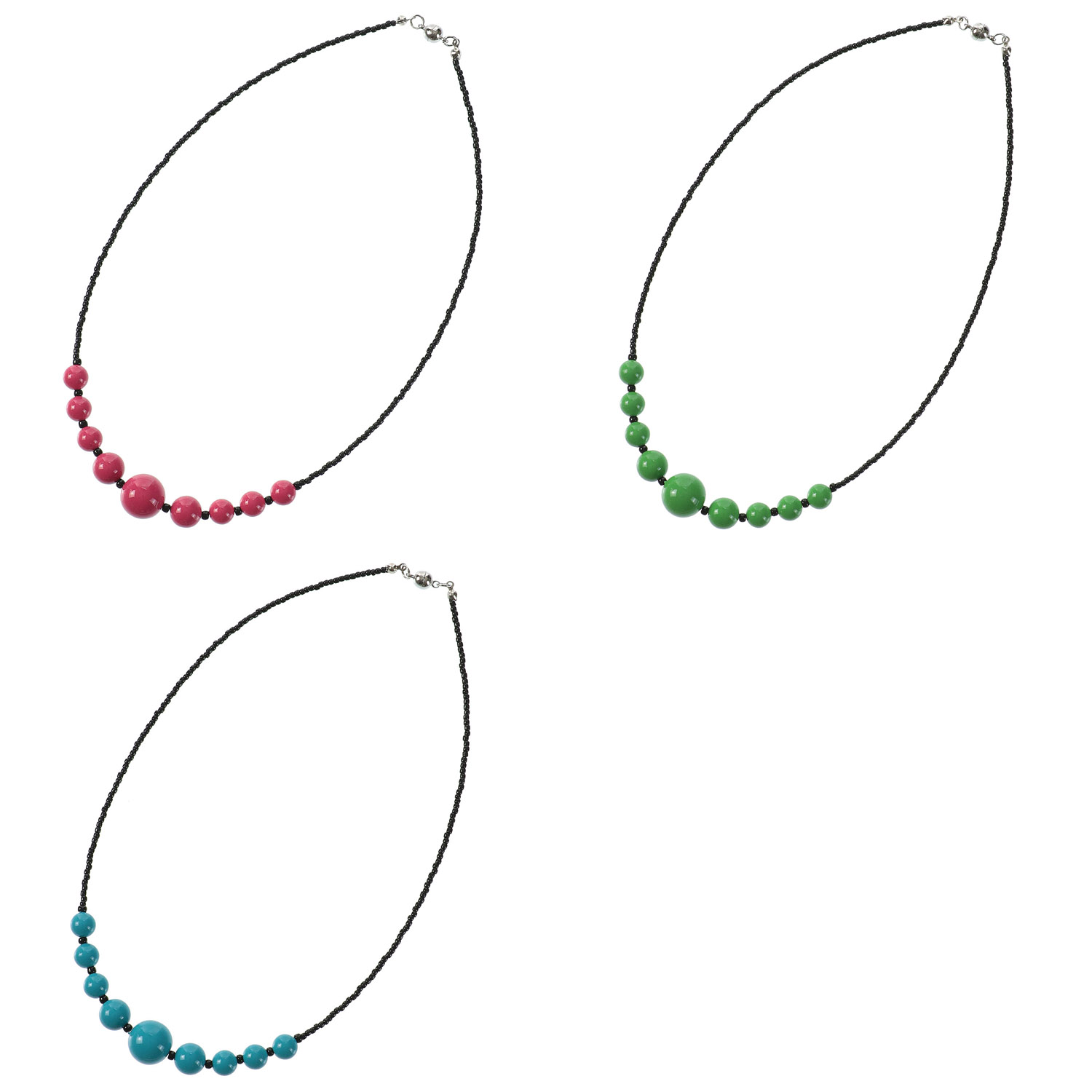 カラーボール ビーズマグネットネックレス