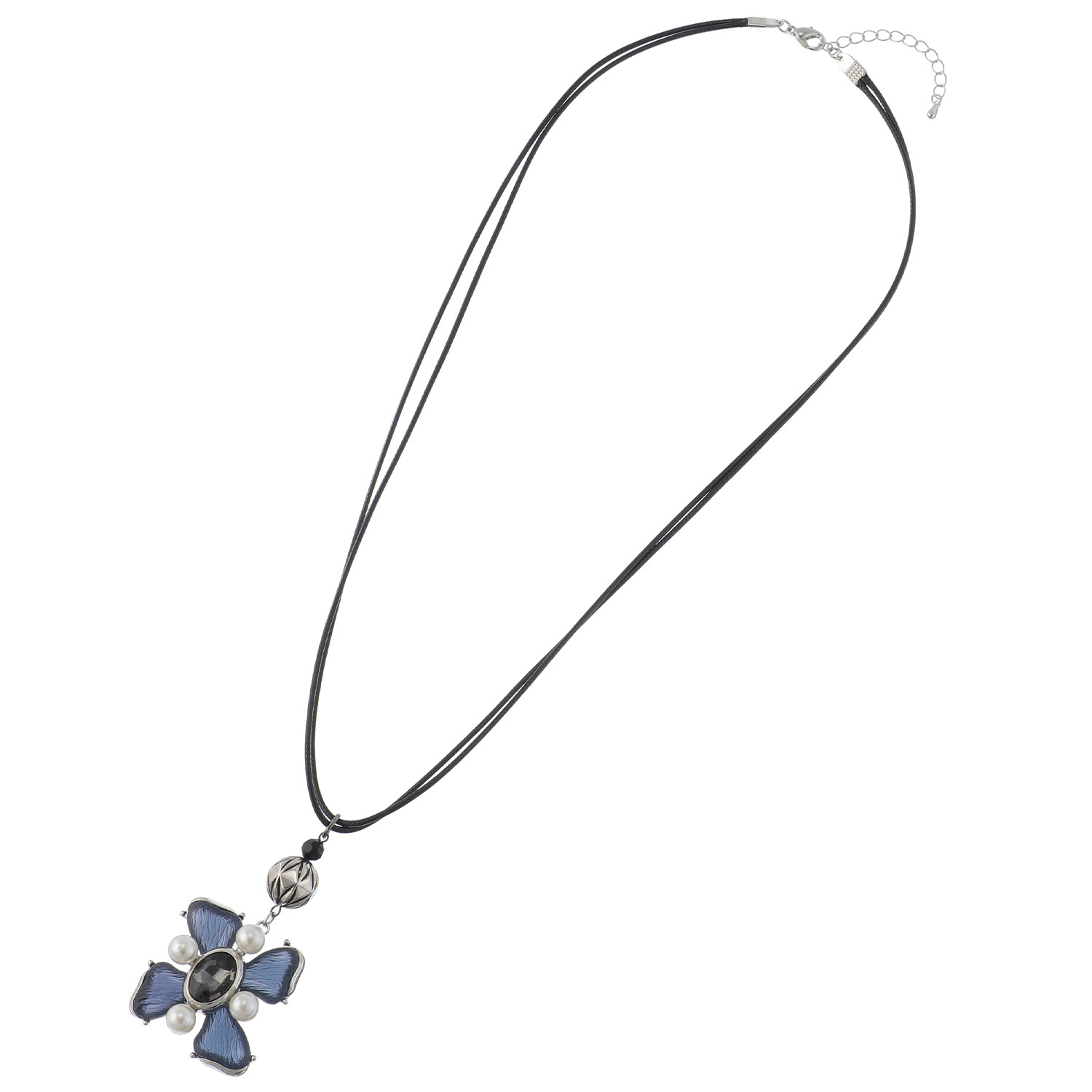 フラワーパール紐ネックレス