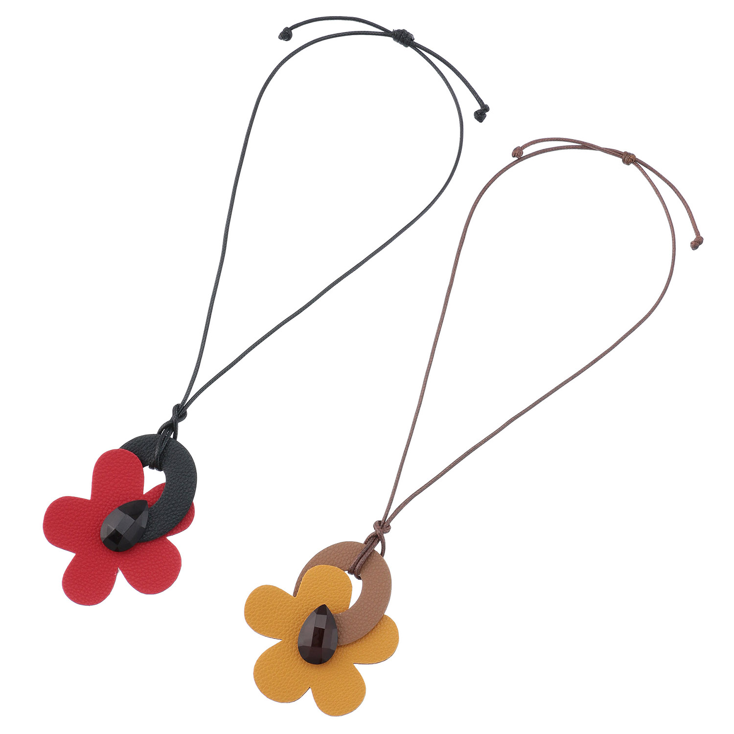 レザーフラワーネックレス